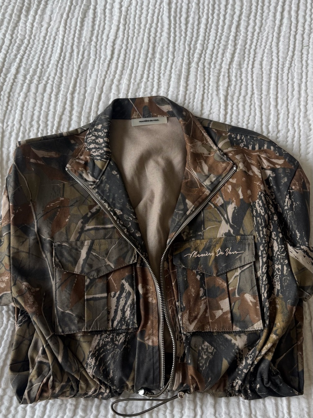 Manière De Voir Camo Cropped Utility Jacket / Camo Mini Dress | Brown Camouflag